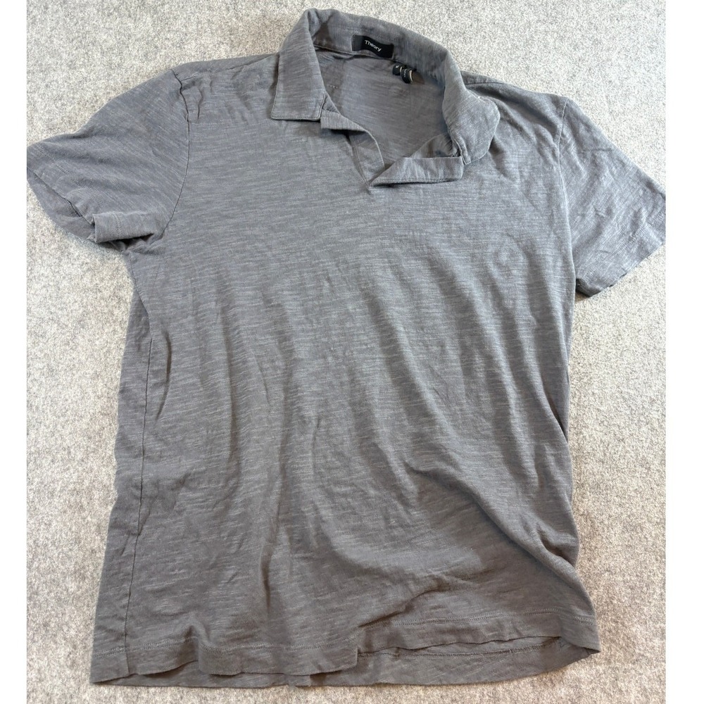 Theory Willem Strato Shirt Mens Medium Gray Polo Golf Cotton Slub J0594530